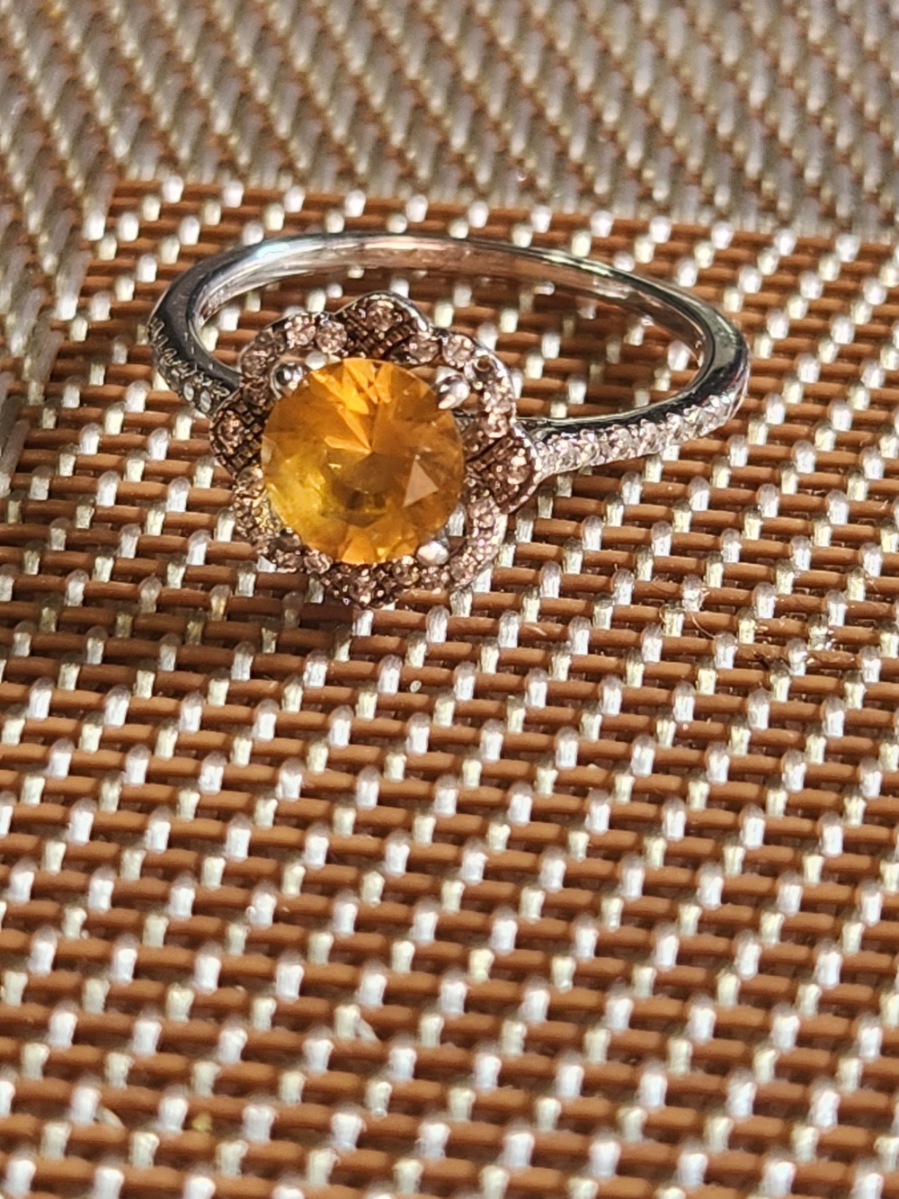 Yellow Gemstone Halo Ring - Women's Silver Statement Ring